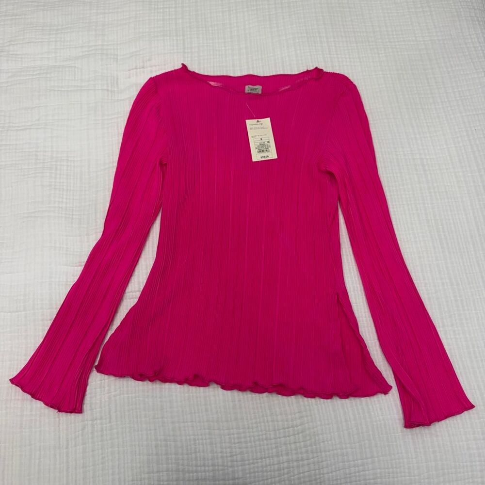 a new day hot pink pleated long sleeve top